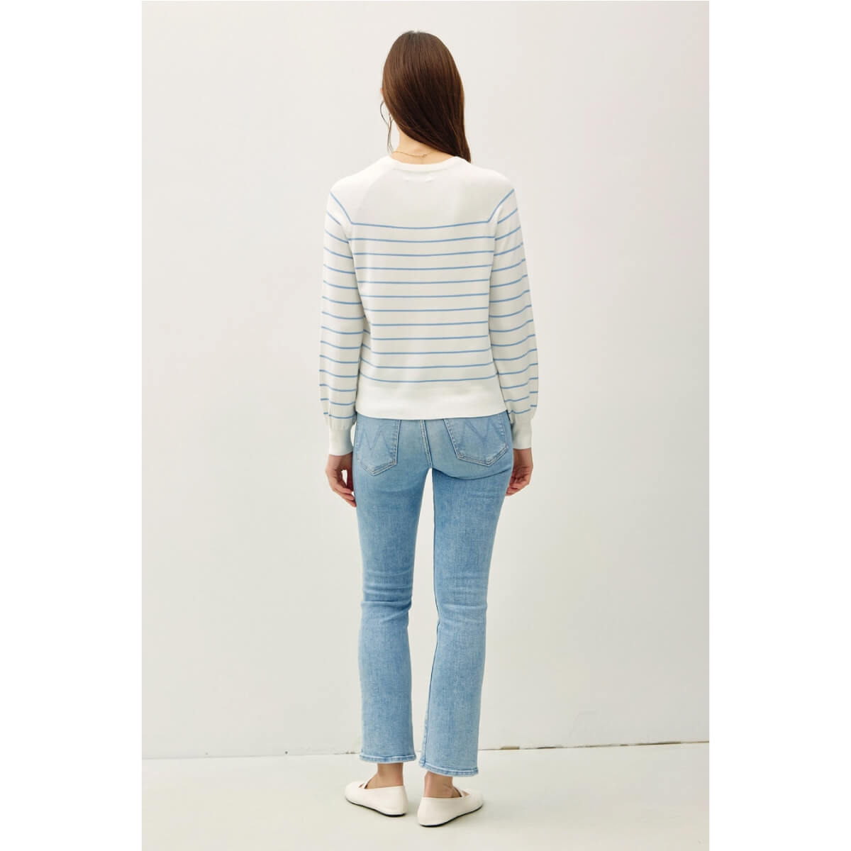 Striped Crew Neck Sweater Top blue back | MILK MONEY milkmoney.co | cute tops for women. trendy tops for women. cute blouses for women. stylish tops for women. pretty womens tops.