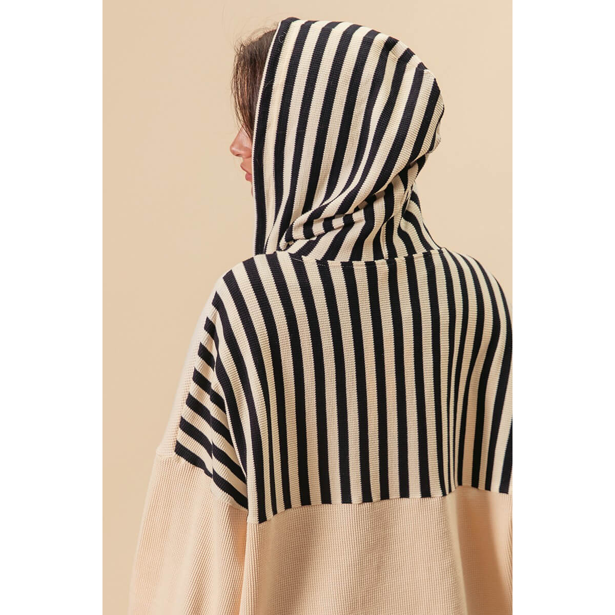 Striped Knit Coastal Hoodie Top