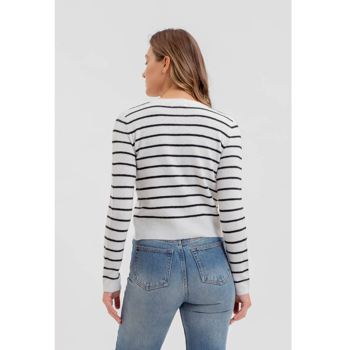 Striped Long Sleeve Knit Cardigan