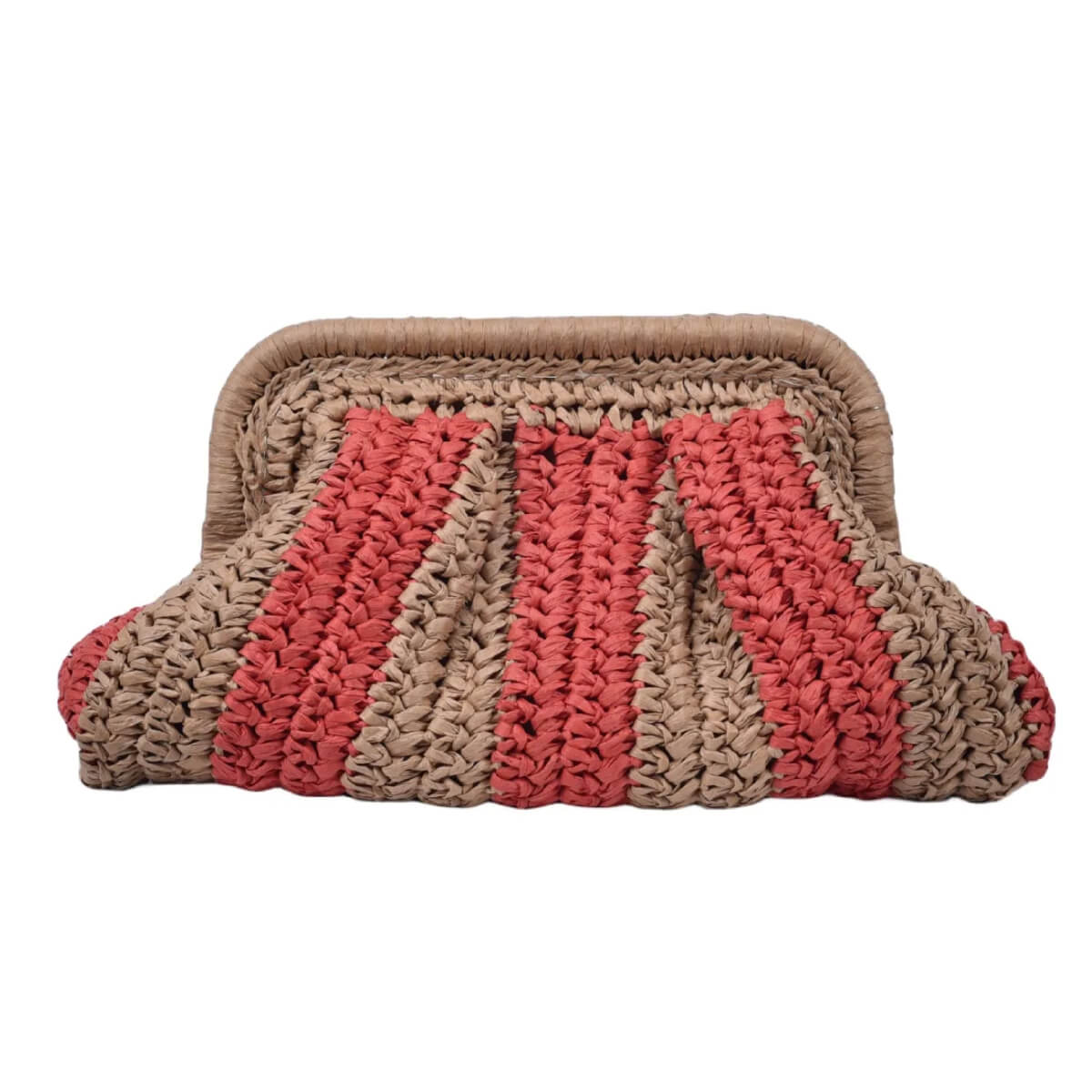 Striped Raffia Clutch Bag orange front | MILK MONEY milkmoney.co | women's accessories. cute accessories. trendy accessories. cute accessories for girls. ladies accessories. women's fashion accessories.