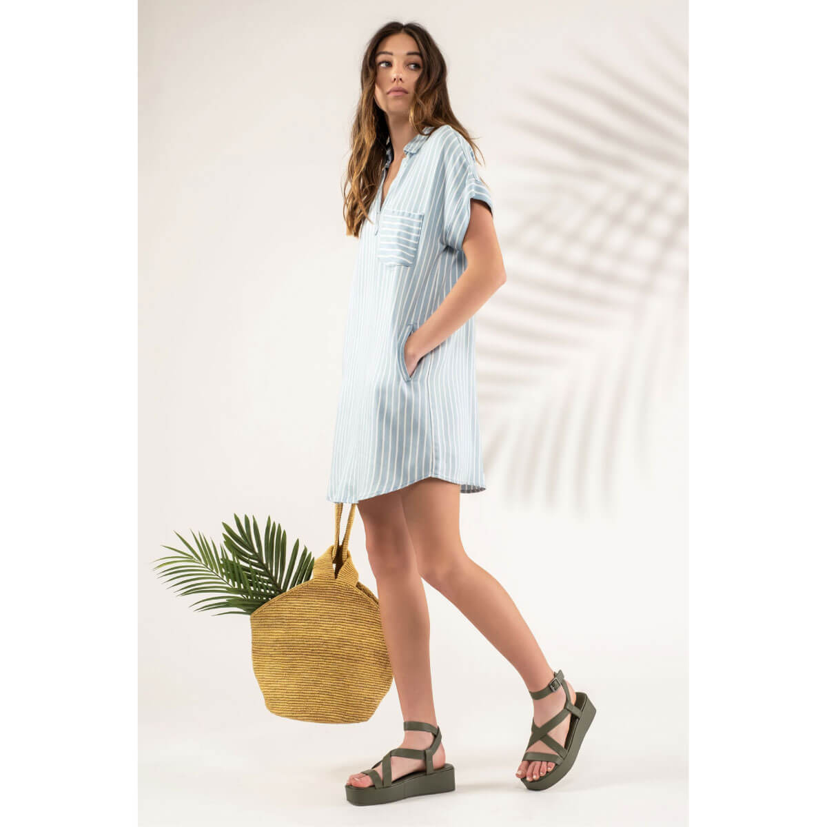 Striped Shirt Mini Dress