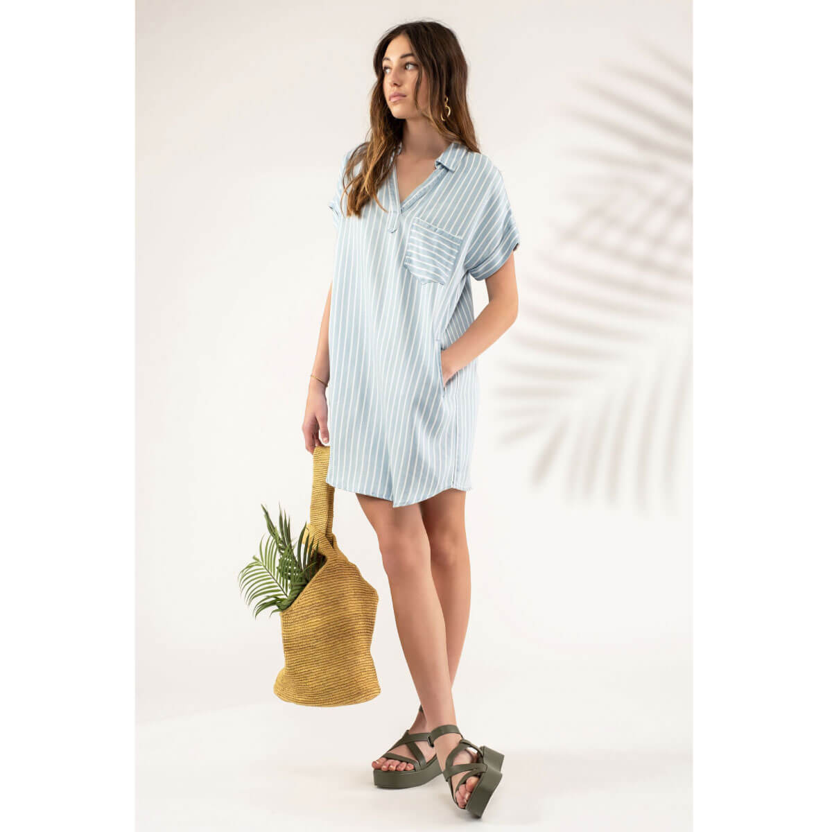 Striped Shirt Mini Dress