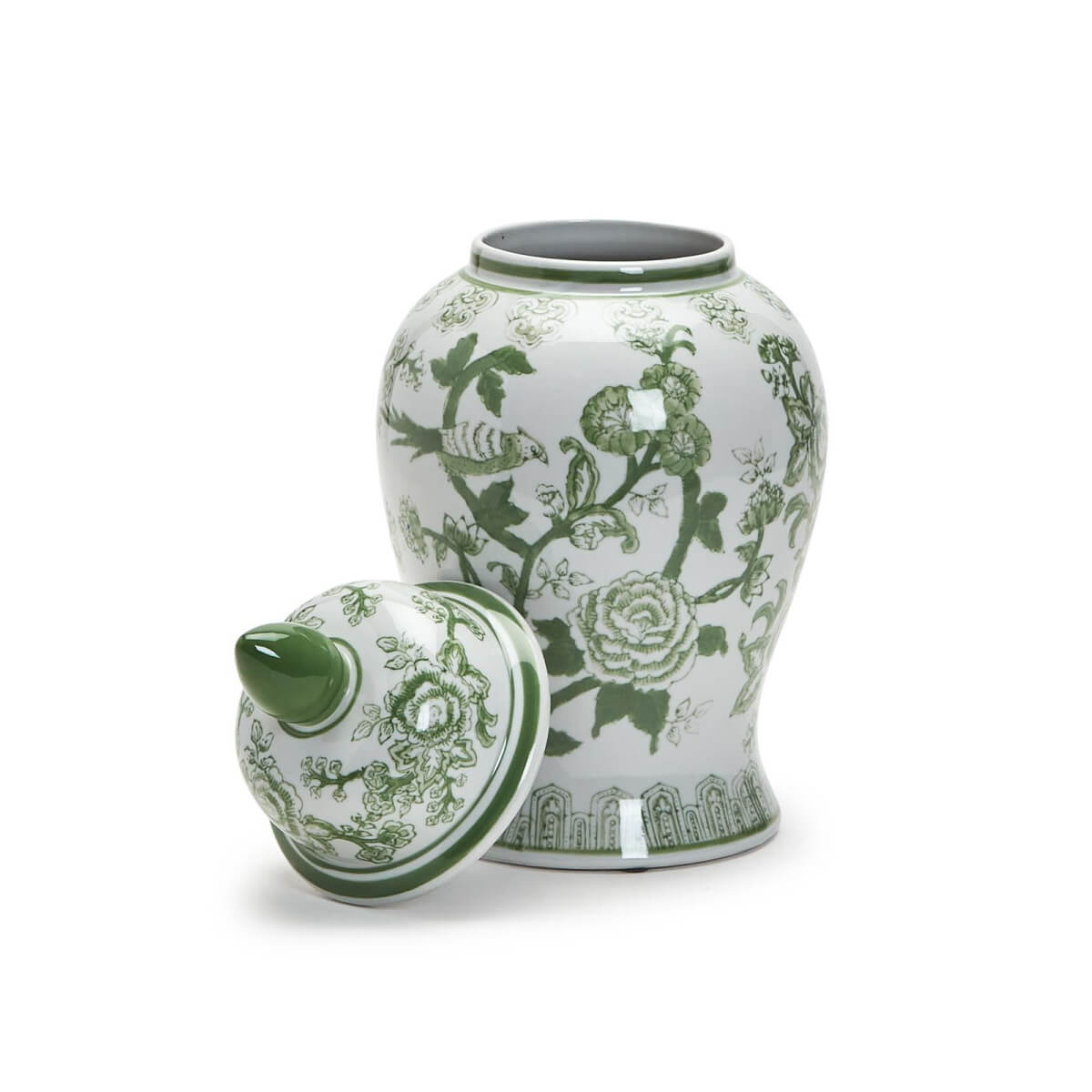 Suzhou Green and White Covered Ceramic Temple Jar