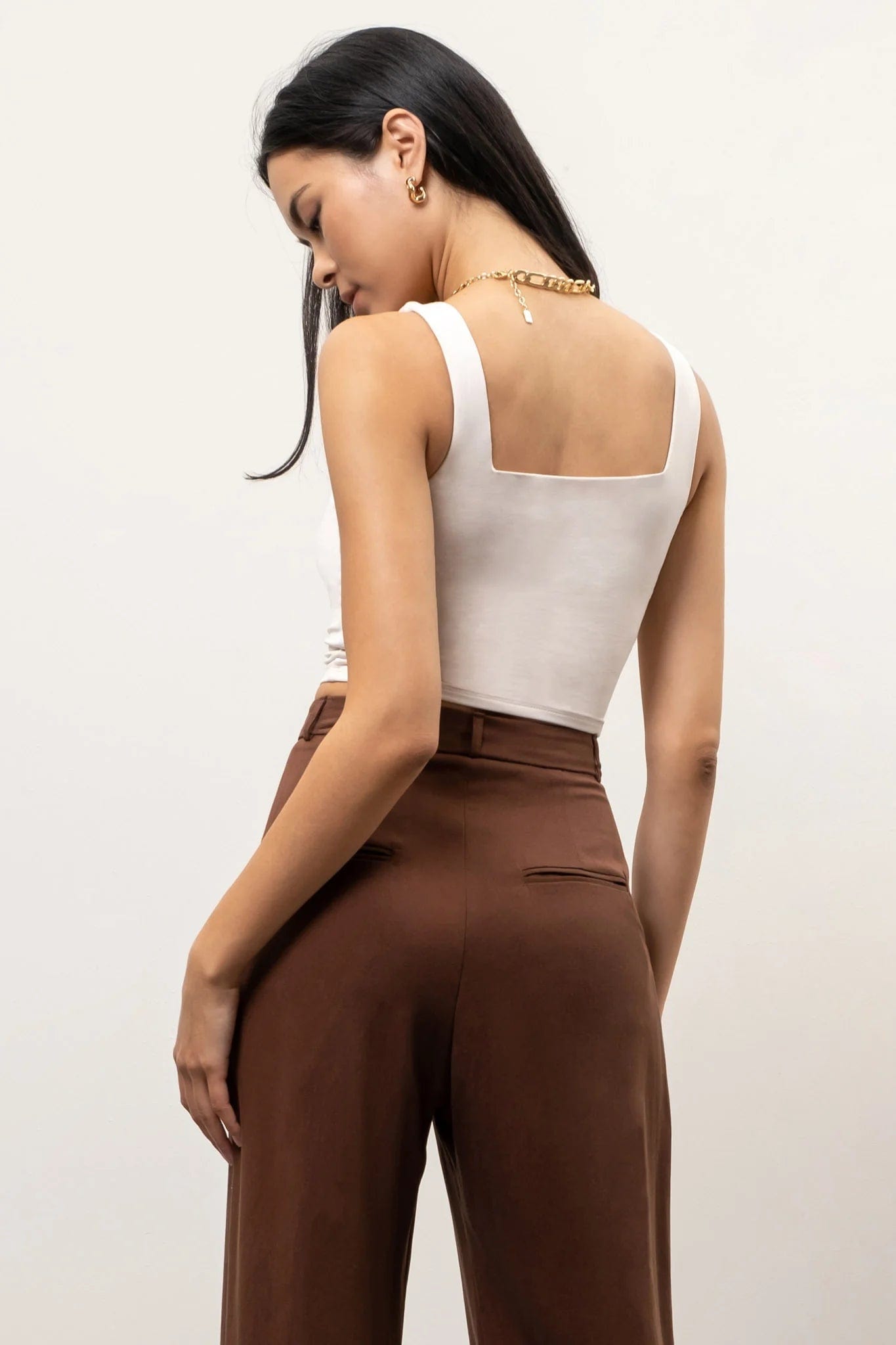 Solid Square Neck Tank Top white back | MILK MONEY milkmoney.co | cute tops for women. trendy tops for women. cute blouses for women. stylish tops for women. pretty womens tops.