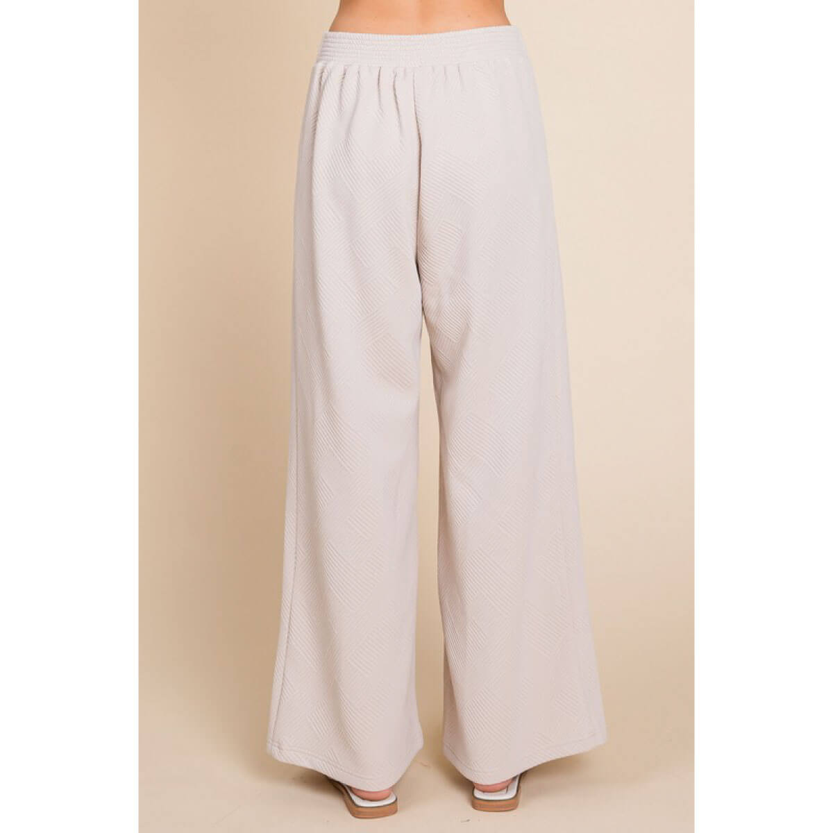 Textured Wide Leg Pants taupe back | MILK MONEY milkmoney.co | cute pants for women. cute trendy pants.
