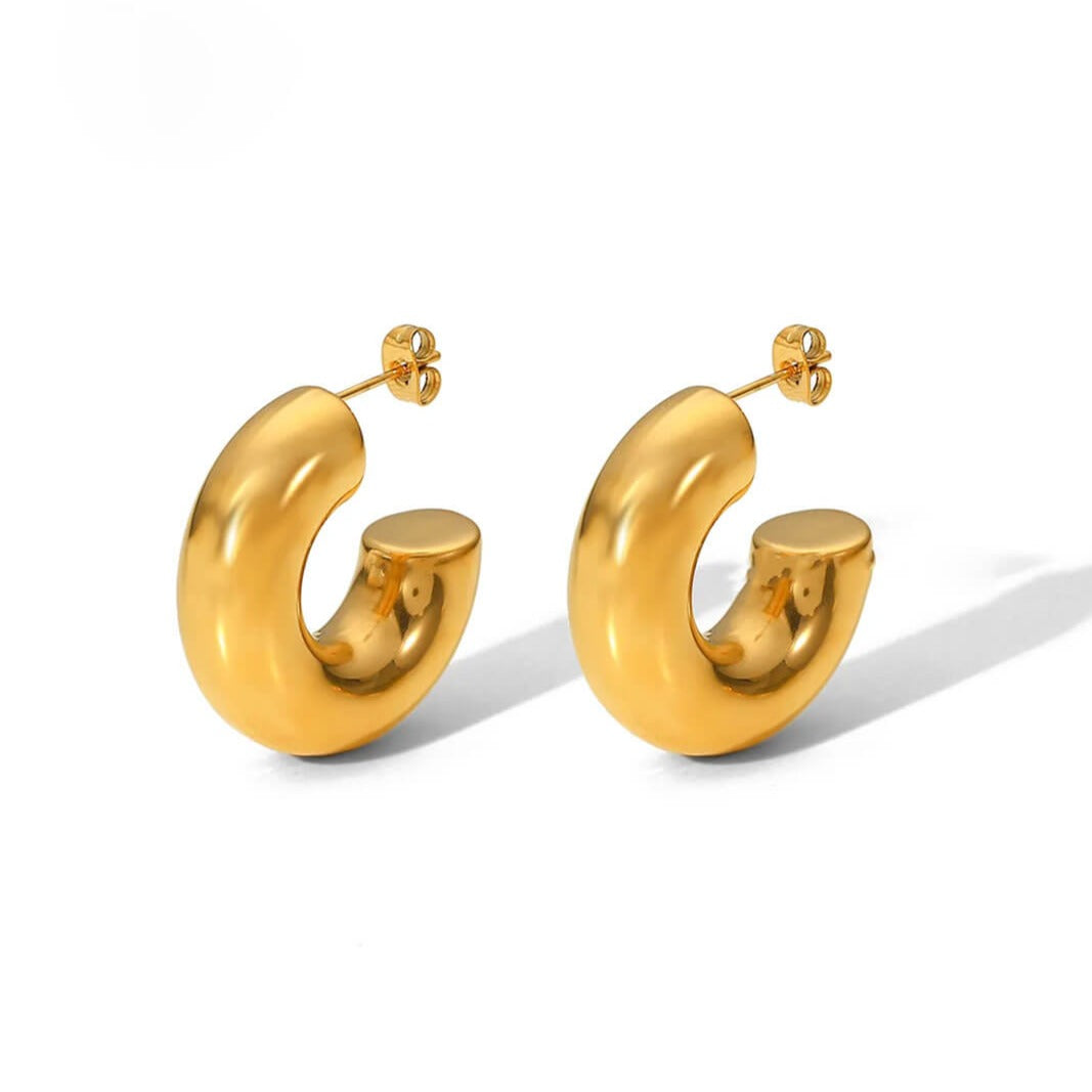Thick Hoop Earrings gold front | MILK MONEY milkmoney.co | cute earring sets. cute dangle earrings. cute hoop earrings. cute cheap earrings. cute cheap earrings. cute small earrings. fun dangle earrings. trendy dangle earrings. affordable earrings. trendy dangle earrings. cute drop earrings. cute trendy earrings.