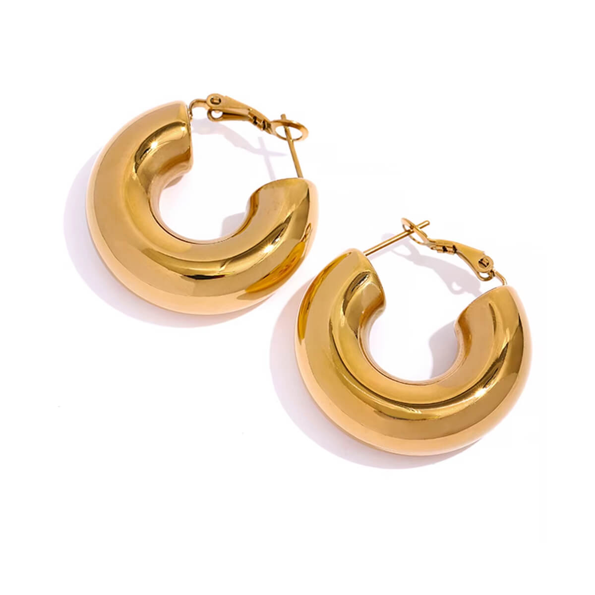Thick Shiny Classic Hoop Earrings
