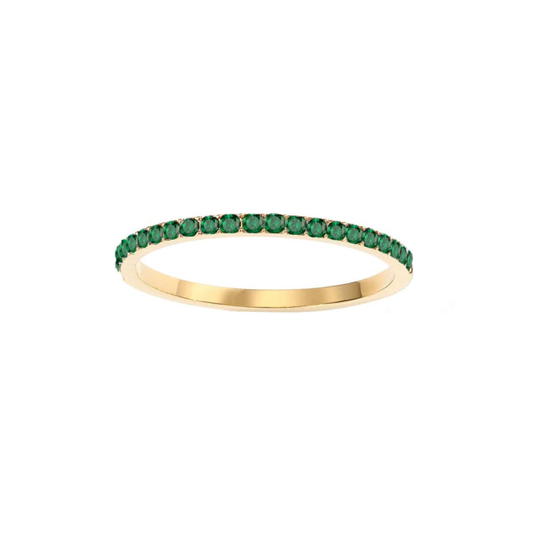 Thin Pavé Crystal Band Ring green front | MILK MONEY milkmoney.co | cute rings, simple rings, casual rings, simple rings for women, trendy rings, cute rings for women, cute cheap rings, casual rings for women