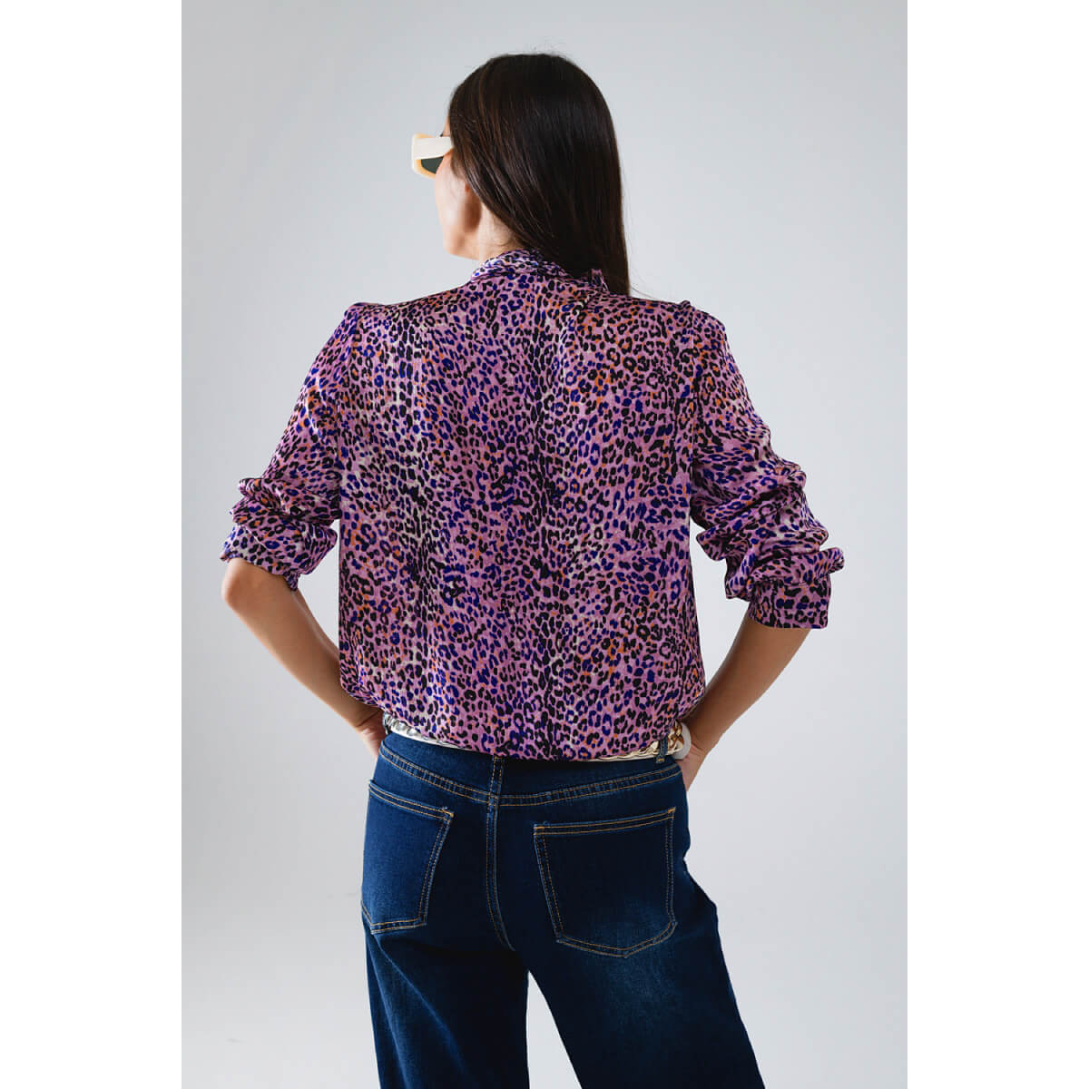 Tie Neck Animal Print Blouse