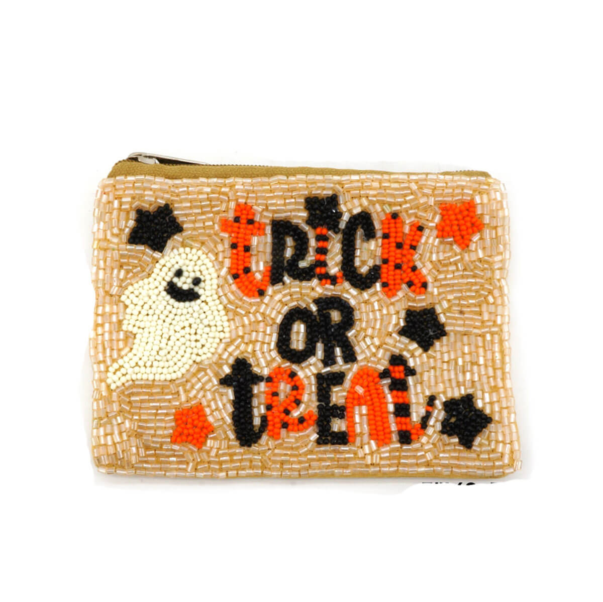 Trick or Treat Beaded Coin Bag front brown| MILK MONEY milkmoney.co | women's accessories. cute accessories. trendy accessories. cute accessories for girls. ladies accessories. women's fashion accessories.