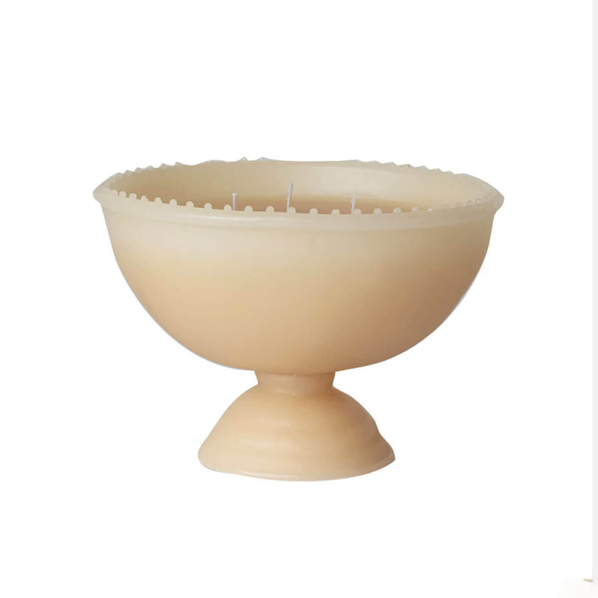 Unscented Hobnail Edged Footed Bowl Shaped Candle cream front | MILK MONEY milkmoney.co | soy wax candles, small candles. natural candles, organic candles, scented soy candles, concrete candle, hand poured candles, hand poured soy candles, cement candle, hand poured soy wax candles, scented hand poured candles, hand poured scented candles