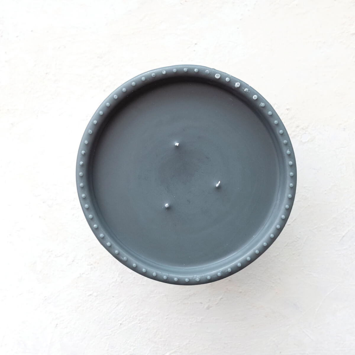 Unscented Hobnail Edged Footed Bowl Shaped Candle teal front | MILK MONEY milkmoney.co | soy wax candles, small candles. natural candles, organic candles, scented soy candles, concrete candle, hand poured candles, hand poured soy candles, cement candle, hand poured soy wax candles, scented hand poured candles, hand poured scented candles