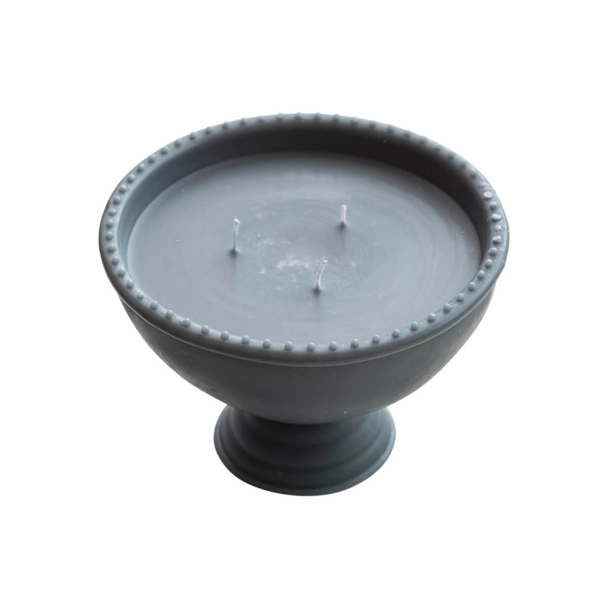 Unscented Hobnail Edged Footed Bowl Shaped Candle teal front | MILK MONEY milkmoney.co | soy wax candles, small candles. natural candles, organic candles, scented soy candles, concrete candle, hand poured candles, hand poured soy candles, cement candle, hand poured soy wax candles, scented hand poured candles, hand poured scented candles