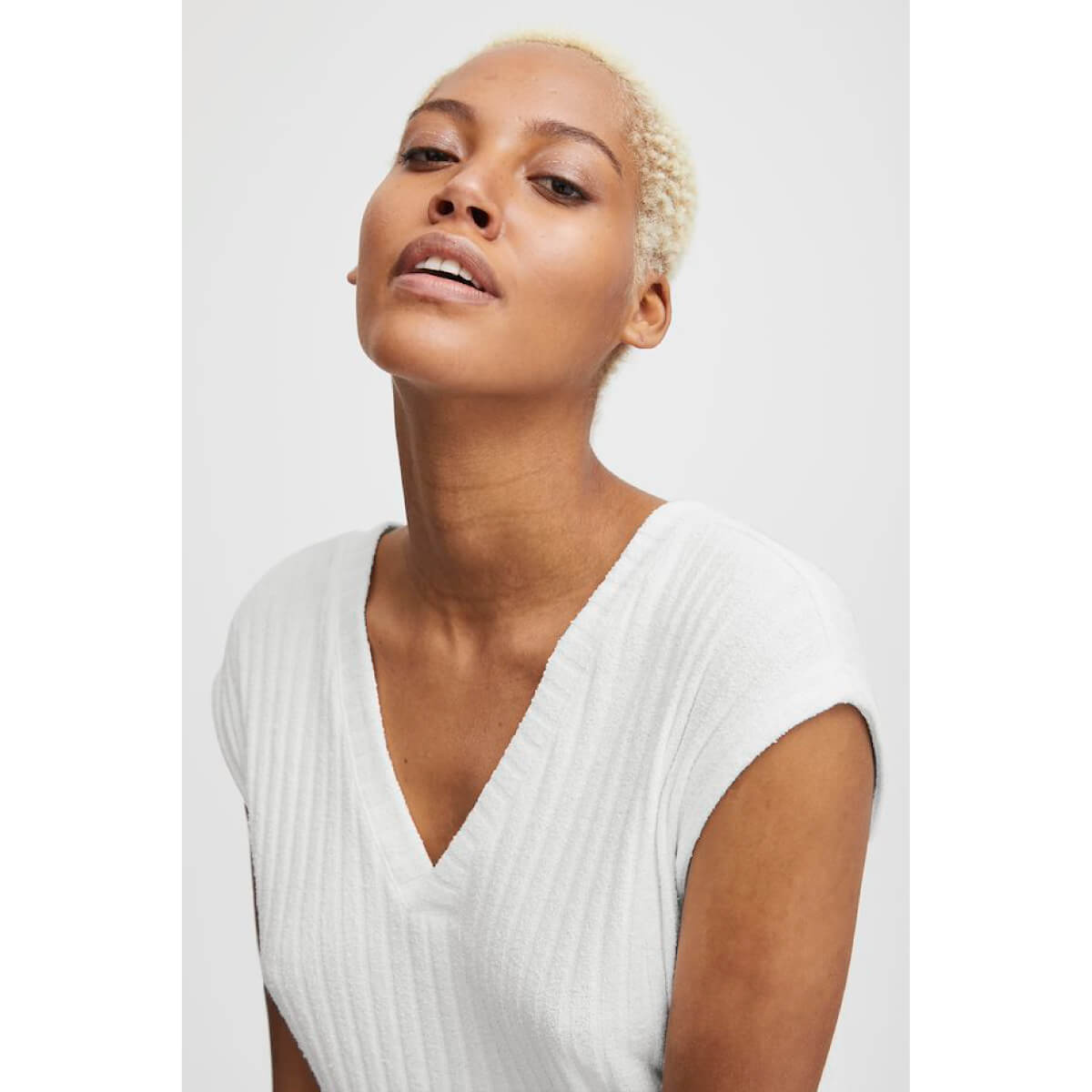 V-Neck Terry Towel Midi Dress