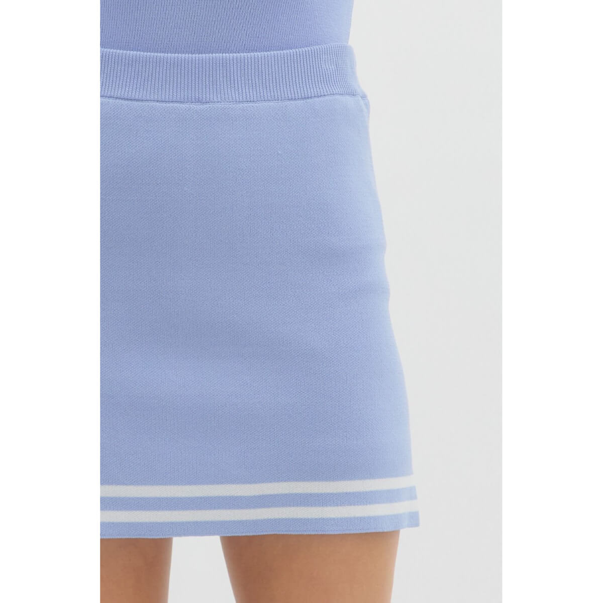 Varsity Stripe Knit Skort blue front | MILK MONEY milkmoney.co | cute clothes for women. womens online clothing. trendy online clothing stores. womens casual clothing online. trendy clothes online. trendy women's clothing online. ladies online clothing stores. trendy women's clothing stores. cute female clothes.