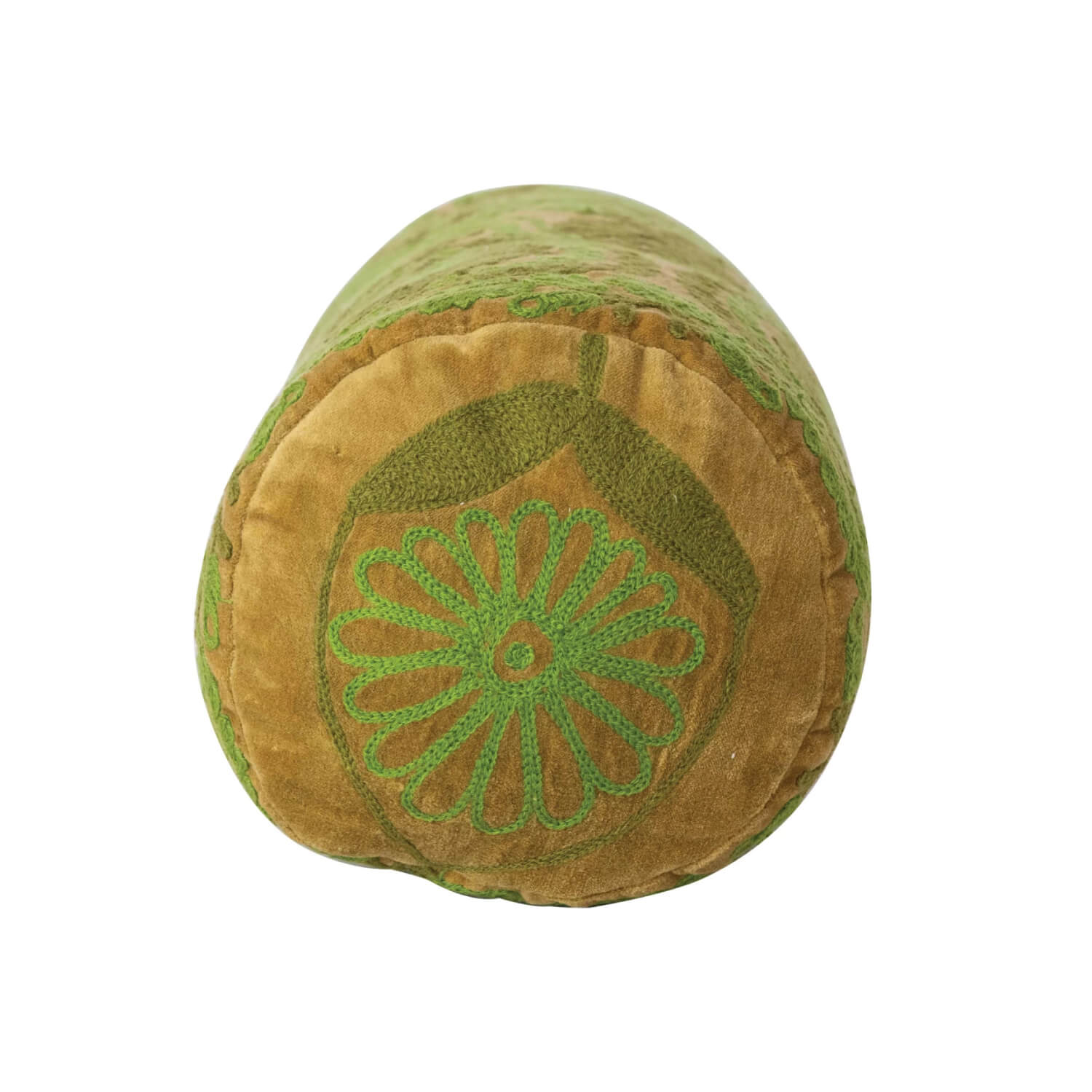 Velvet Embroidered Bolster Pillow