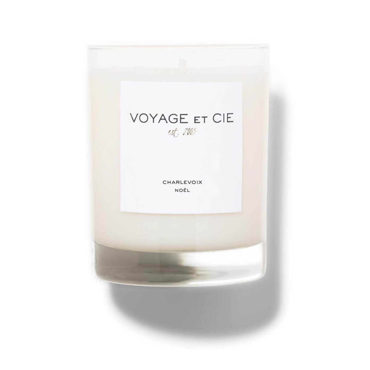 Voyage et Cie Noël - Charlevoix 4' Highball Candle front | MILK MONEY milkmoney.co | soy wax candles, small candles. natural candles, organic candles, scented soy candles, concrete candle, hand poured candles, hand poured soy candles, cement candle, hand poured soy wax candles, scented hand poured candles, hand poured scented candles