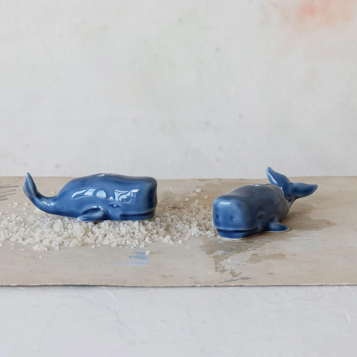 Whale Salt & Pepper Stoneware Shakers