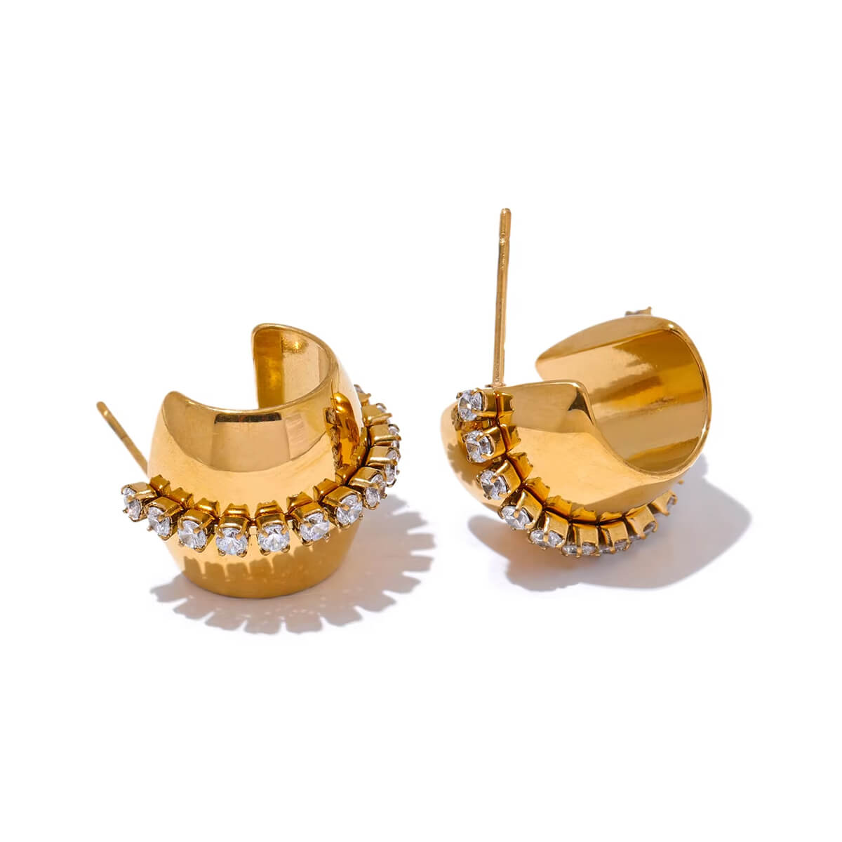 Wide Huggie Hoop Earrings gold front | MILK MONEY milkmoney.co | cute earring sets. cute dangle earrings. cute hoop earrings. cute cheap earrings. cute cheap earrings. cute small earrings. fun dangle earrings. trendy dangle earrings. affordable earrings. trendy dangle earrings. cute drop earrings. cute trendy earrings.