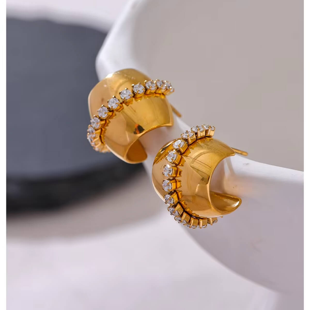 Wide Huggie Hoop Earrings gold front | MILK MONEY milkmoney.co | cute earring sets. cute dangle earrings. cute hoop earrings. cute cheap earrings. cute cheap earrings. cute small earrings. fun dangle earrings. trendy dangle earrings. affordable earrings. trendy dangle earrings. cute drop earrings. cute trendy earrings.