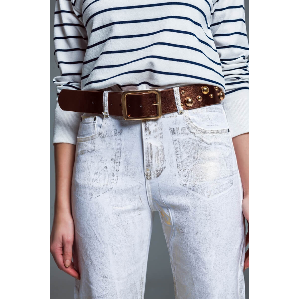 Wide Leg Jeans With Metallic Distress white front | MILK MONEY milkmoney.co | cute clothes for women. womens online clothing. trendy online clothing stores. womens casual clothing online. trendy clothes online. trendy women's clothing online. ladies online clothing stores. trendy women's clothing stores. cute female clothes.