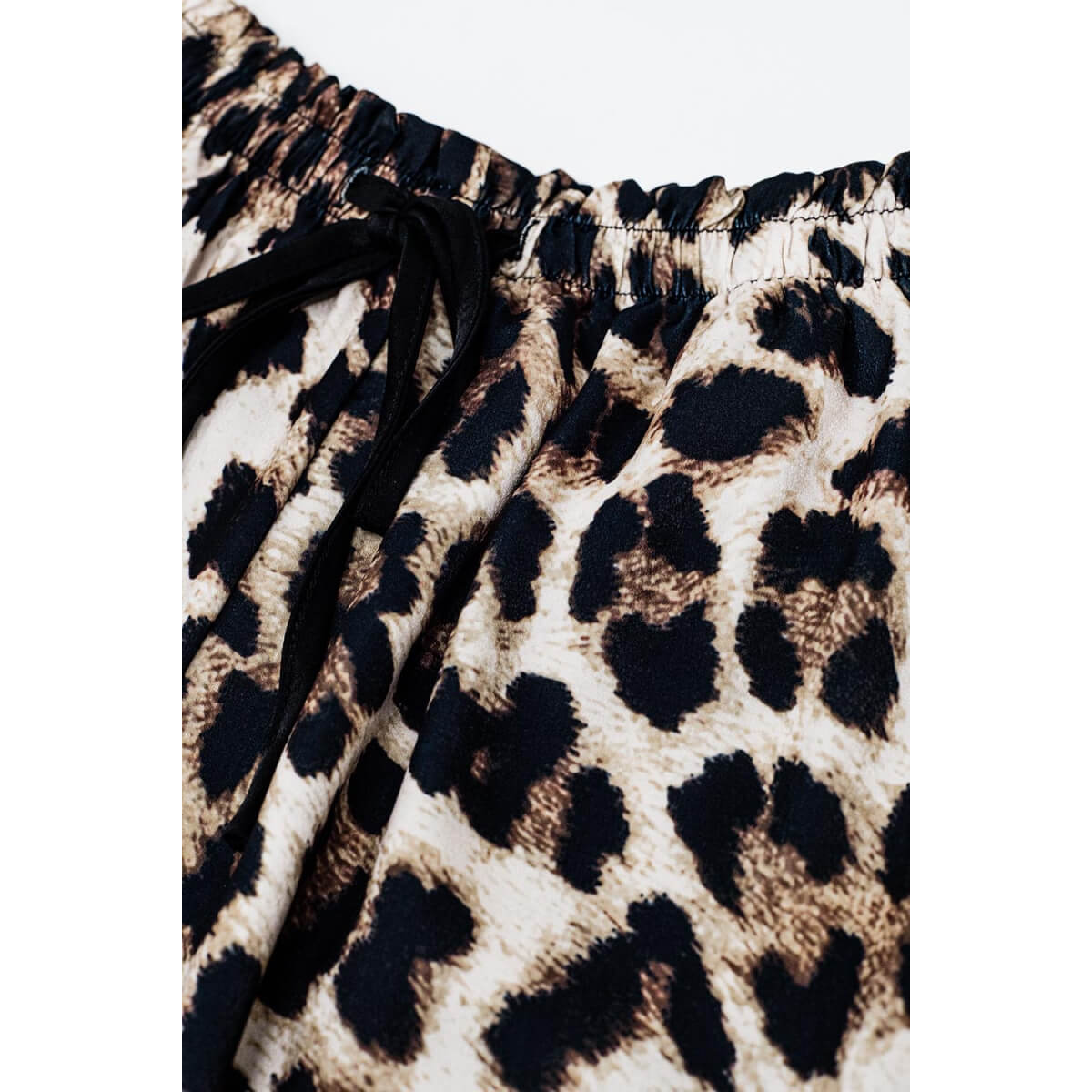 Wide Leg Leopard Pants with Satin Side Stripe