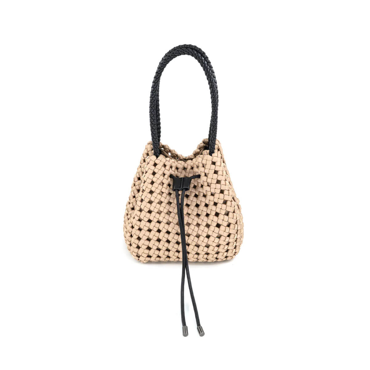 Woven Faux Leather Bucket Bag beige front | MILK MONEY milkmoney.co | women's accessories. cute accessories. trendy accessories. cute accessories for girls. ladies accessories. women's fashion accessories.