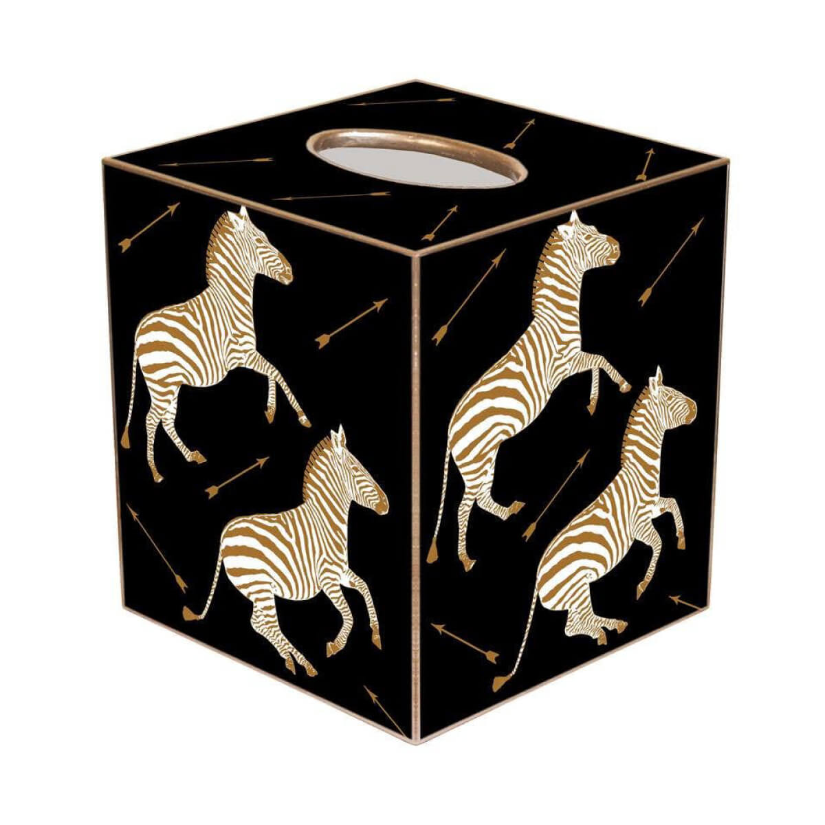 Zebra Trot on Black Paper Mache Tissue Box Cover black front | MILK MONEY milkmoney.co | Home decor online, Modern home decor, Luxury home furnishings, Best home decor, Home accessories for sale, Living room furniture sets, Kitchen decor ideas, Wall art for home, Bathroom accessories, Vintage home decor, Minimalist home decor