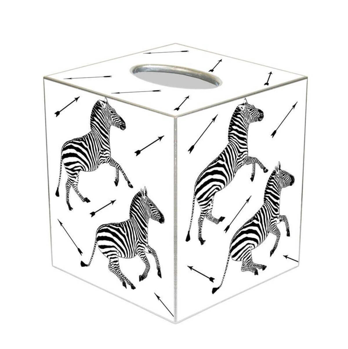 Zebra Trot on White Paper Mache Tissue Box Cover front | MILK MONEY milkmoney.co | Home decor online, Modern home decor, Luxury home furnishings, Best home decor, Home accessories for sale, Living room furniture sets, Kitchen decor ideas, Wall art for home, Bathroom accessories, Vintage home decor, Minimalist home decor