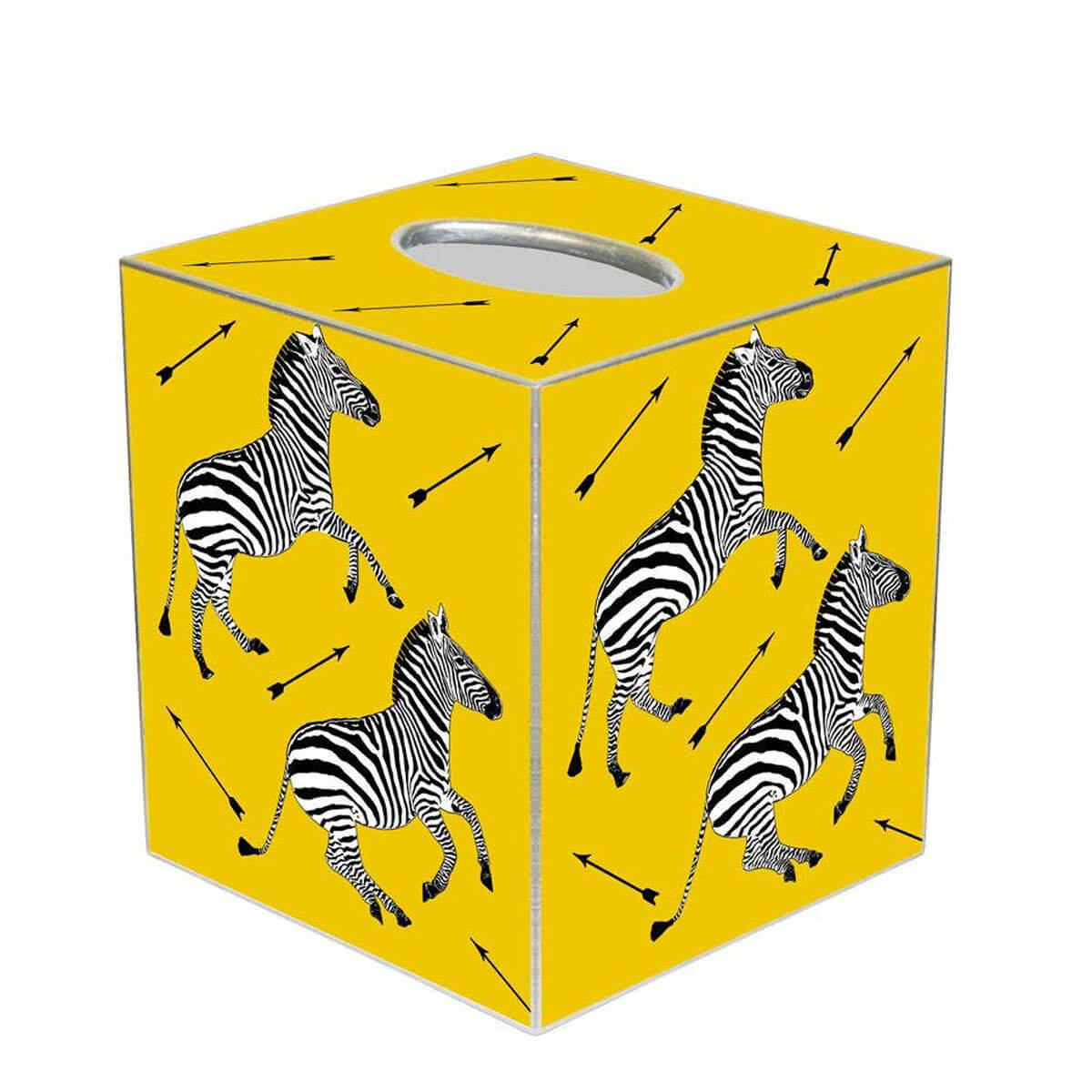 Zebra Trot on Yellow Paper Mache Tissue Box Cover front | MILK MONEY milkmoney.co | Home decor online, Modern home decor, Luxury home furnishings, Best home decor, Home accessories for sale, Living room furniture sets, Kitchen decor ideas, Wall art for home, Bathroom accessories, Vintage home decor, Minimalist home decor