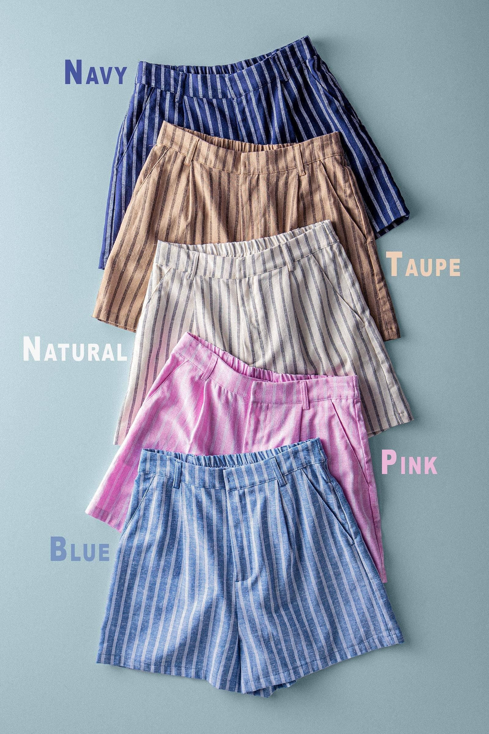Coastal Linen Striped Shorts