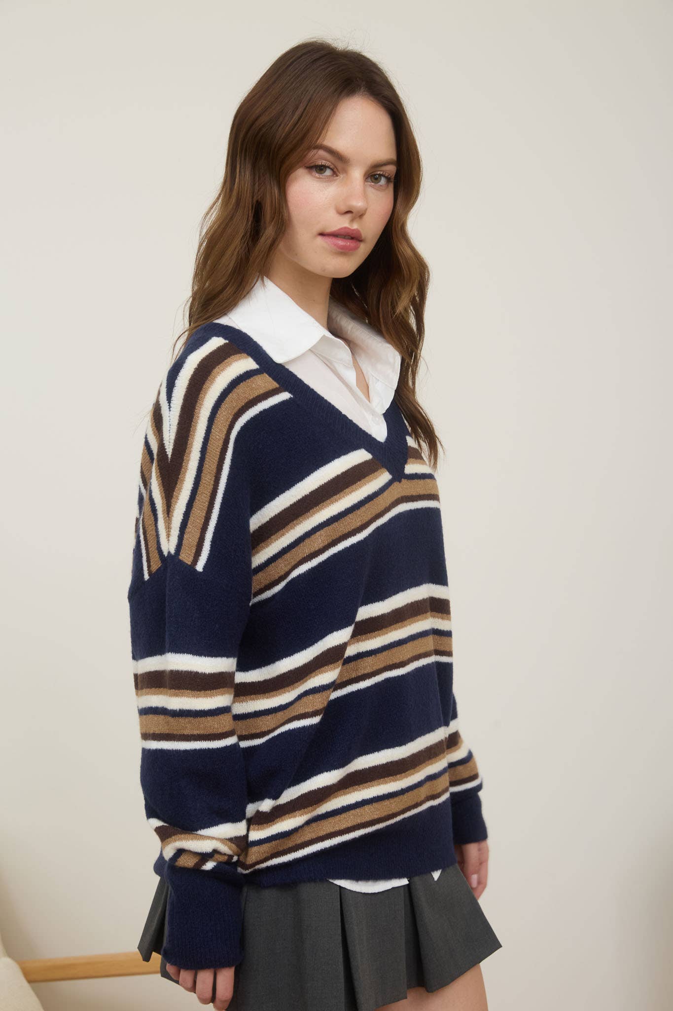 Stripe V-Neck Sweater