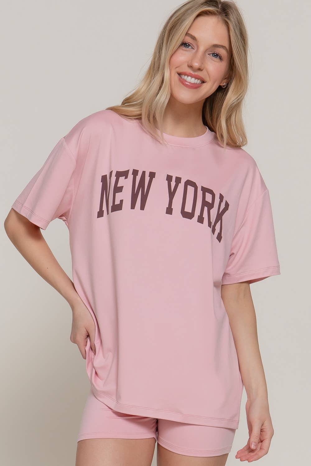 New York Oversized Tee & Biker Short Set