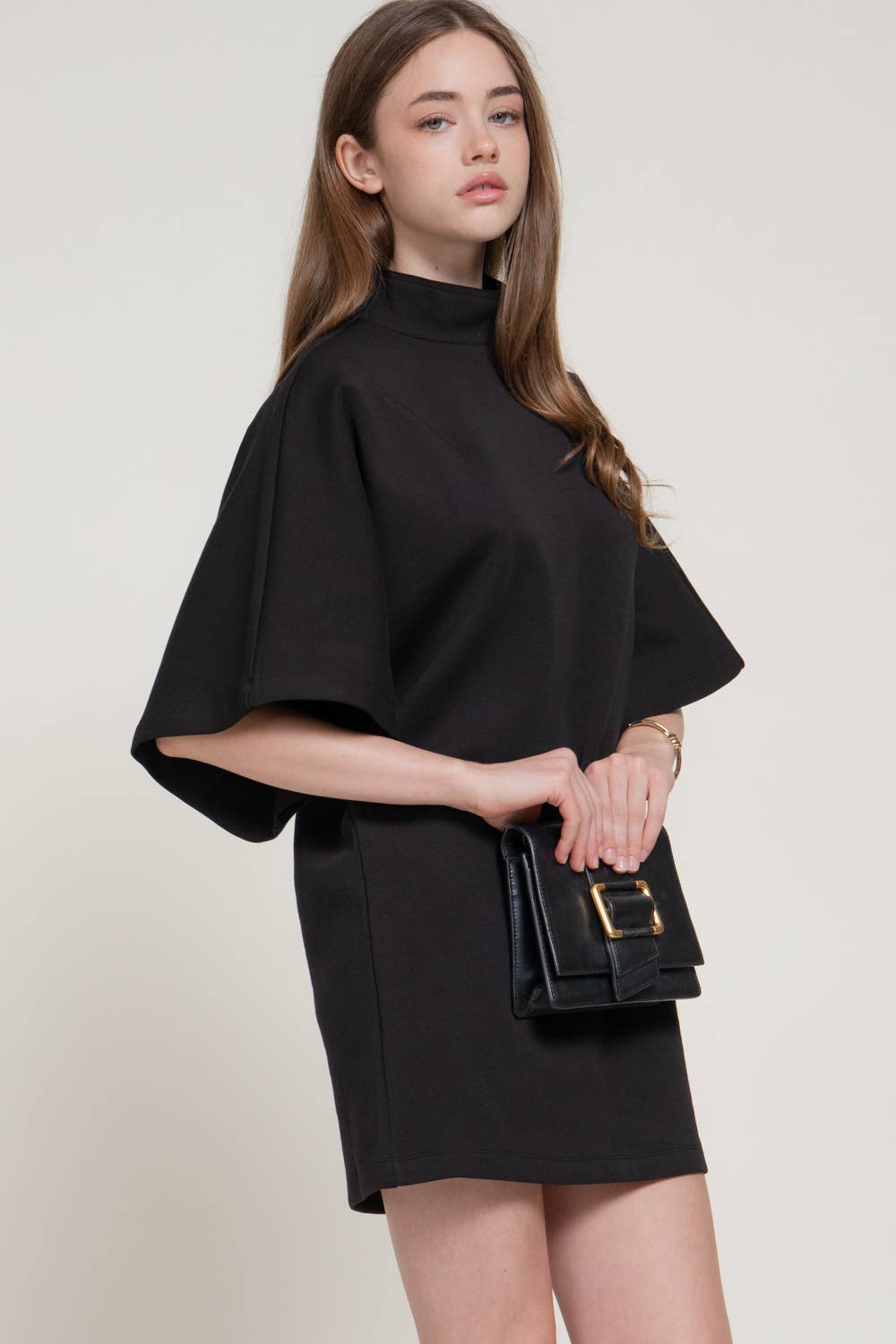 Batwing High Neck Mini Dress