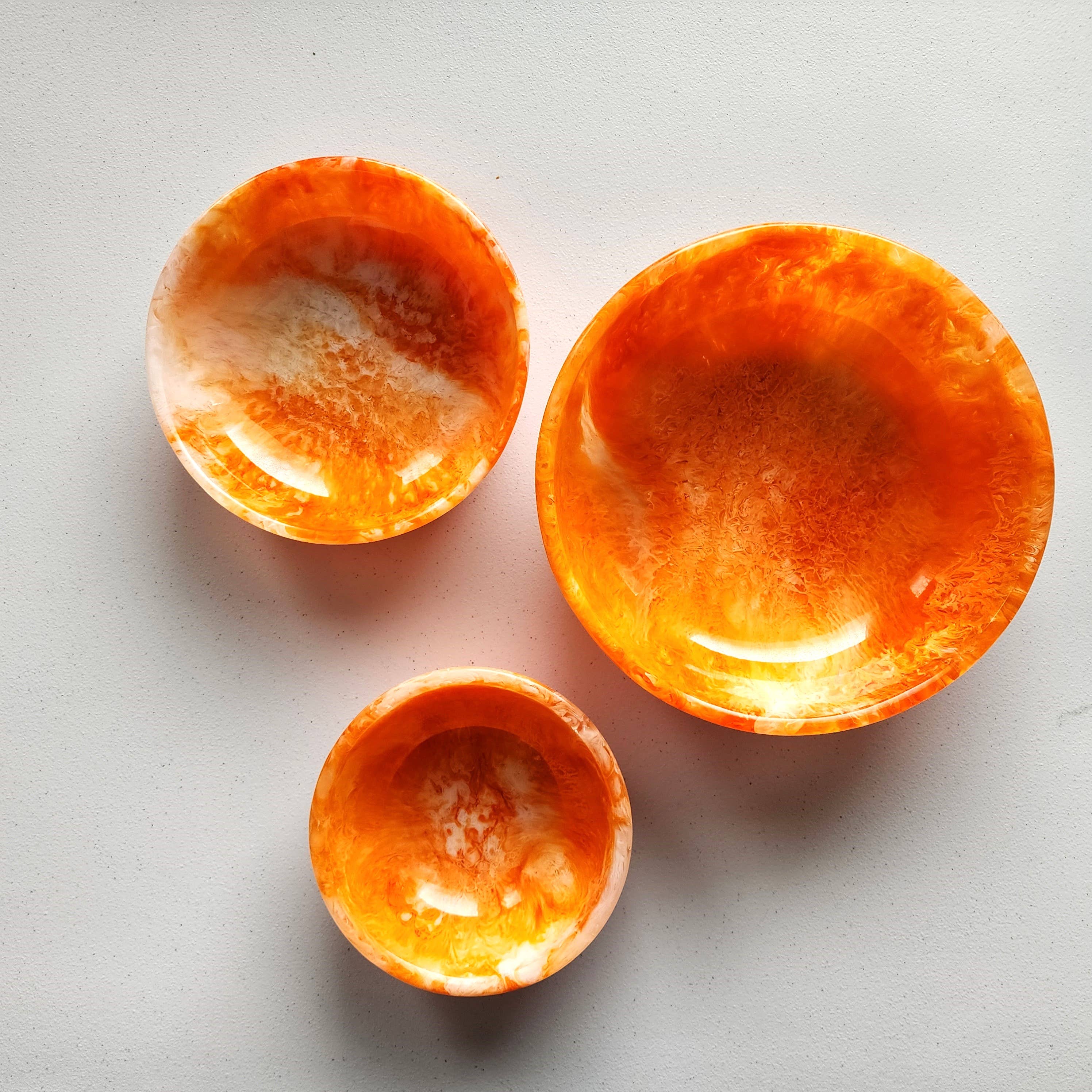 Set of 3 Resin Serving Bowls orange front | MILK MONEY milkmoney.co | white elephant gift ideas, gift, mother's day gift ideas, white elephant gift, gift shops near me