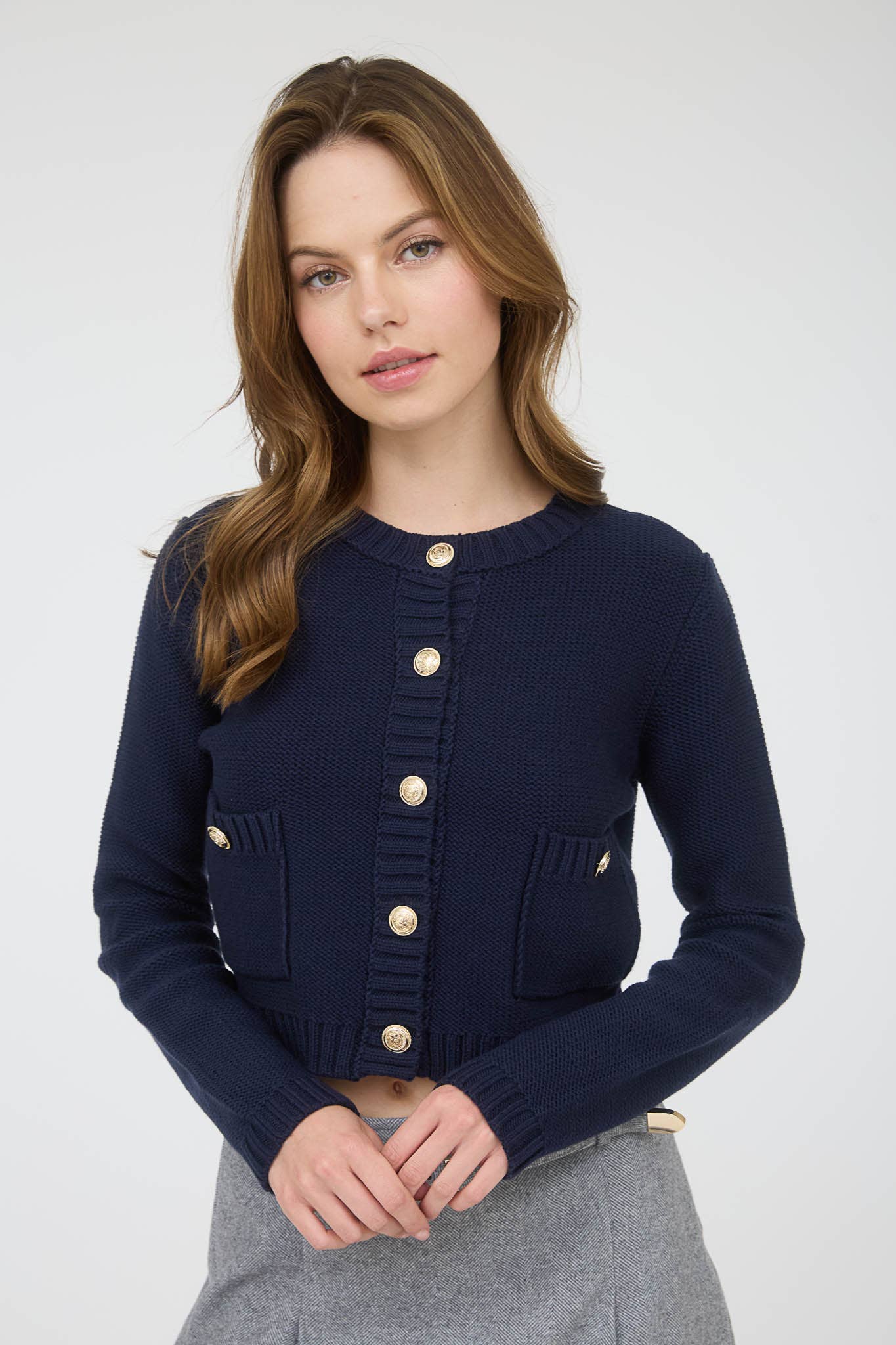 Gold Button Ribbed Cardigan