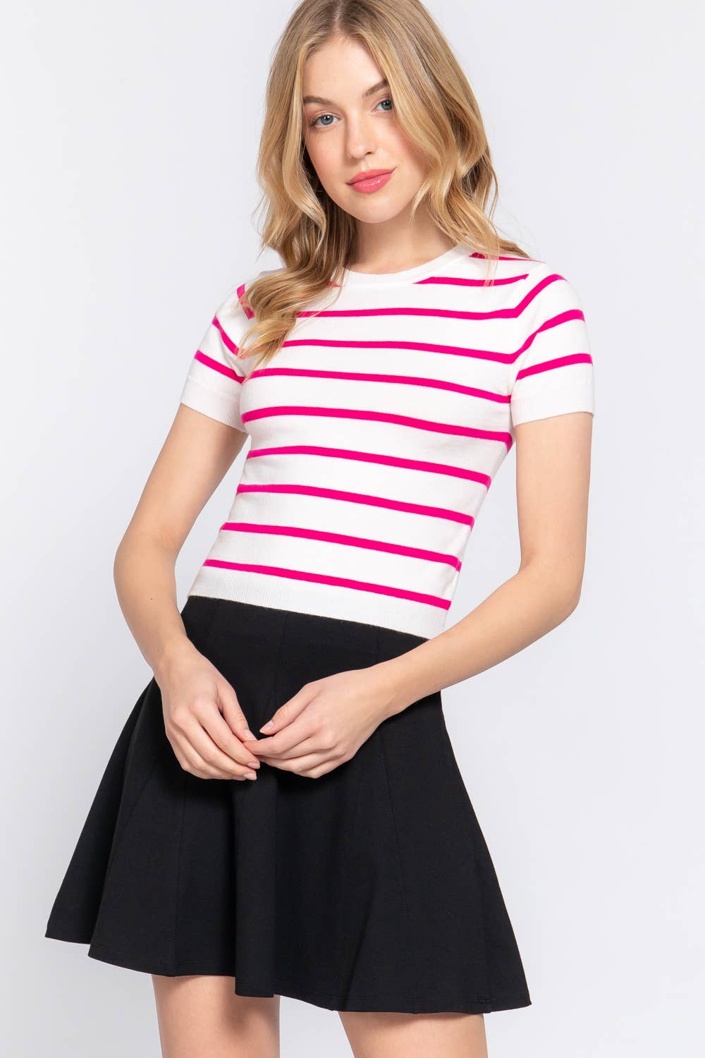 Crew Neck Striped Sweater Tee
