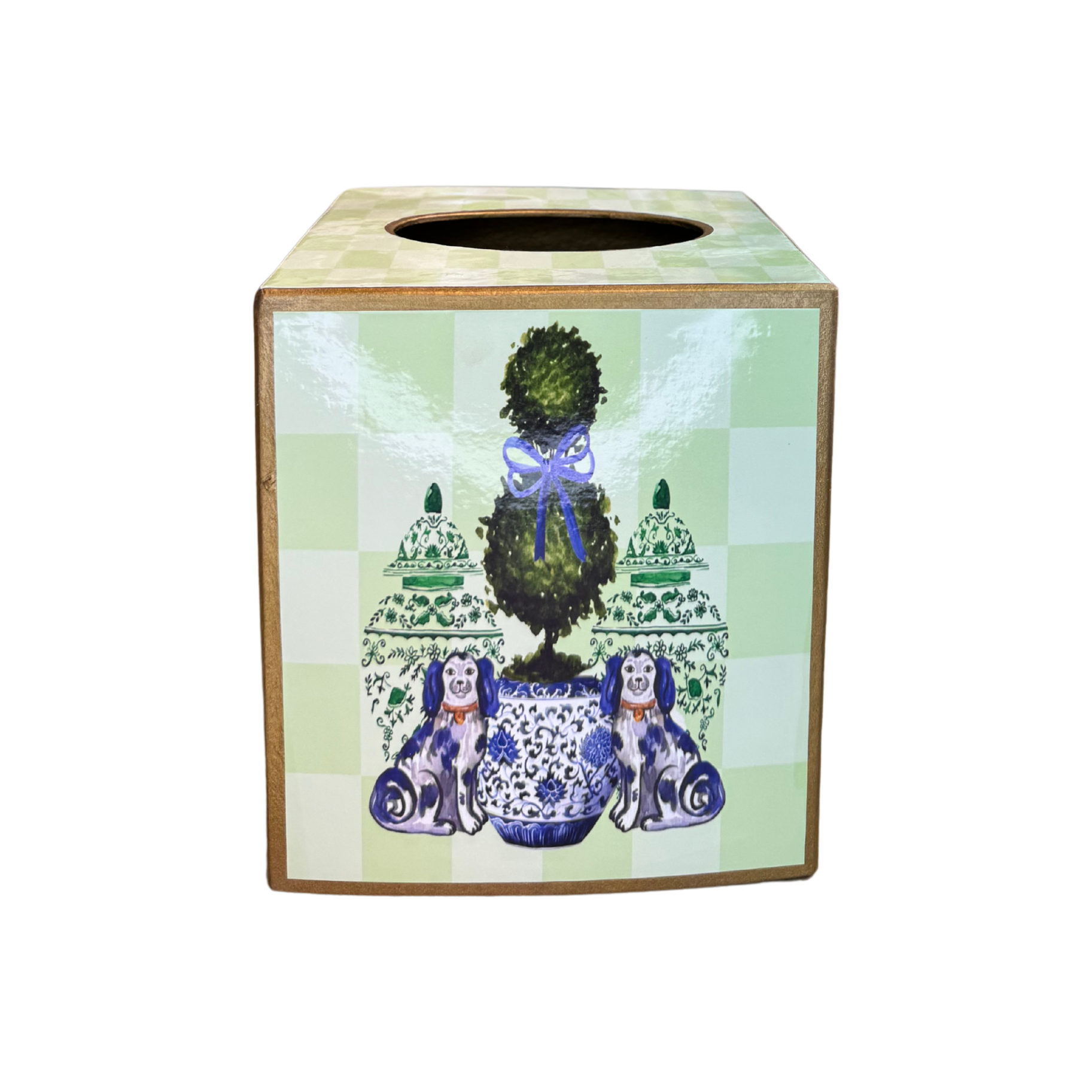 Tissue Box w/ Staffordshire Dogs