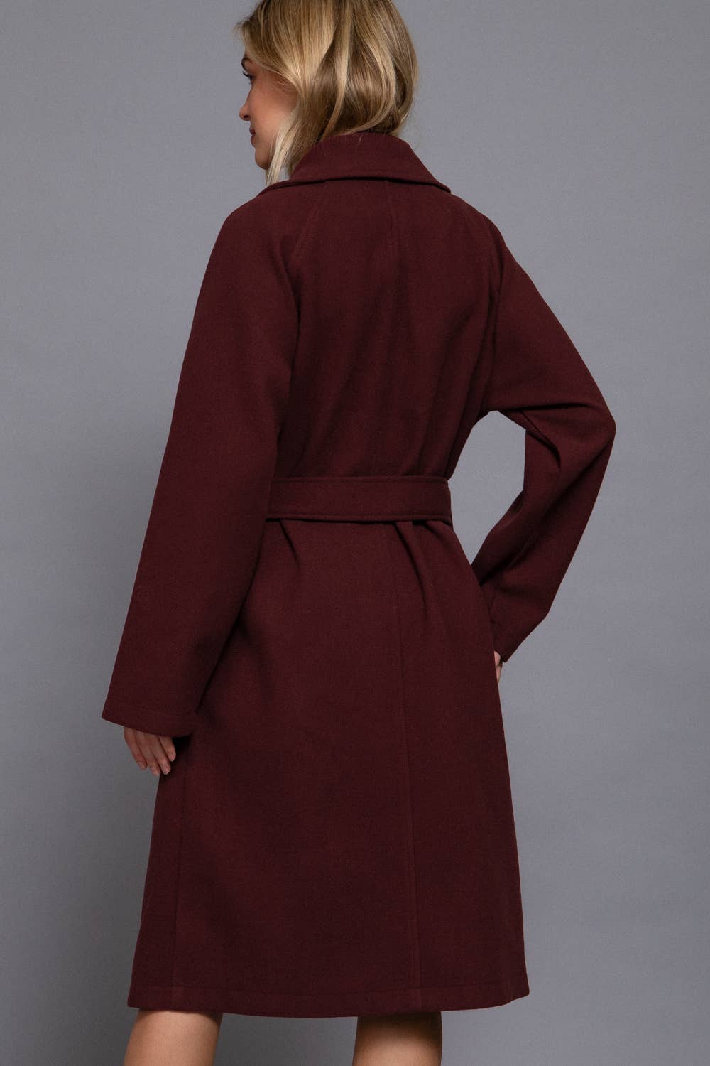 Double Breasted Button Felt Trench Coat