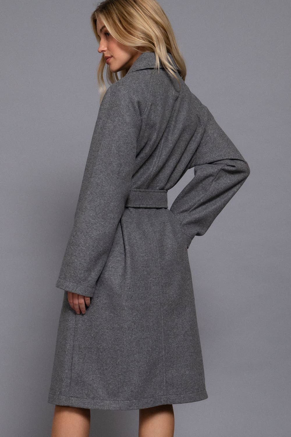 Double Breasted Button Felt Trench Coat
