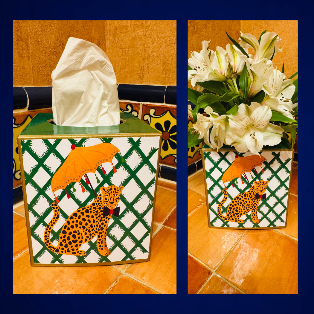 Tissue Box w/ Bow Tie Leopard