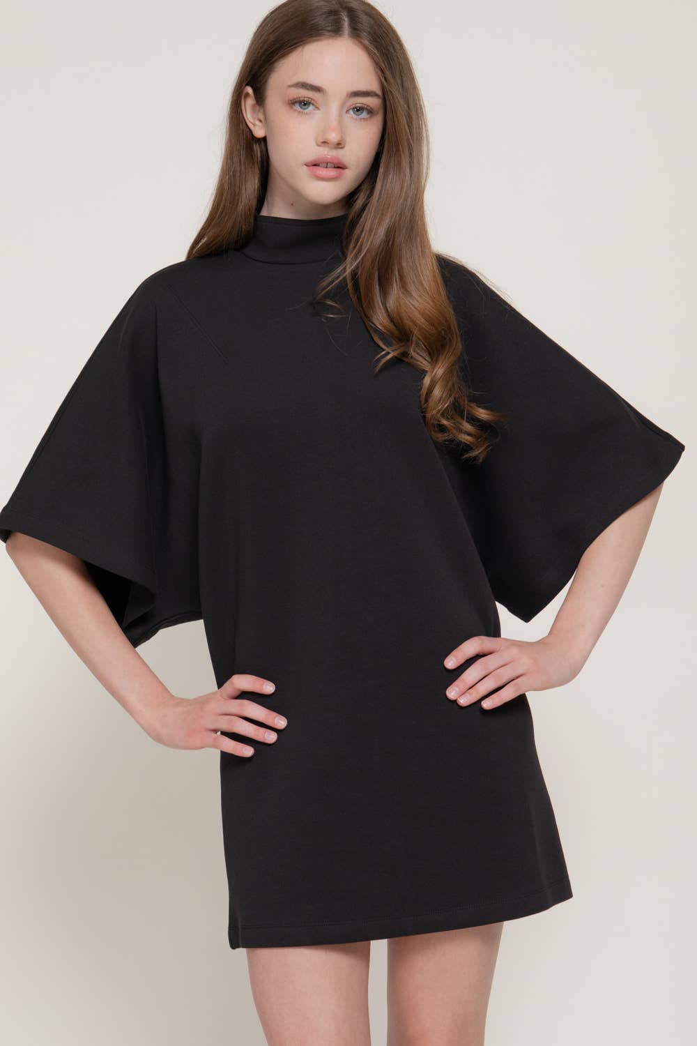 Batwing High Neck Mini Dress