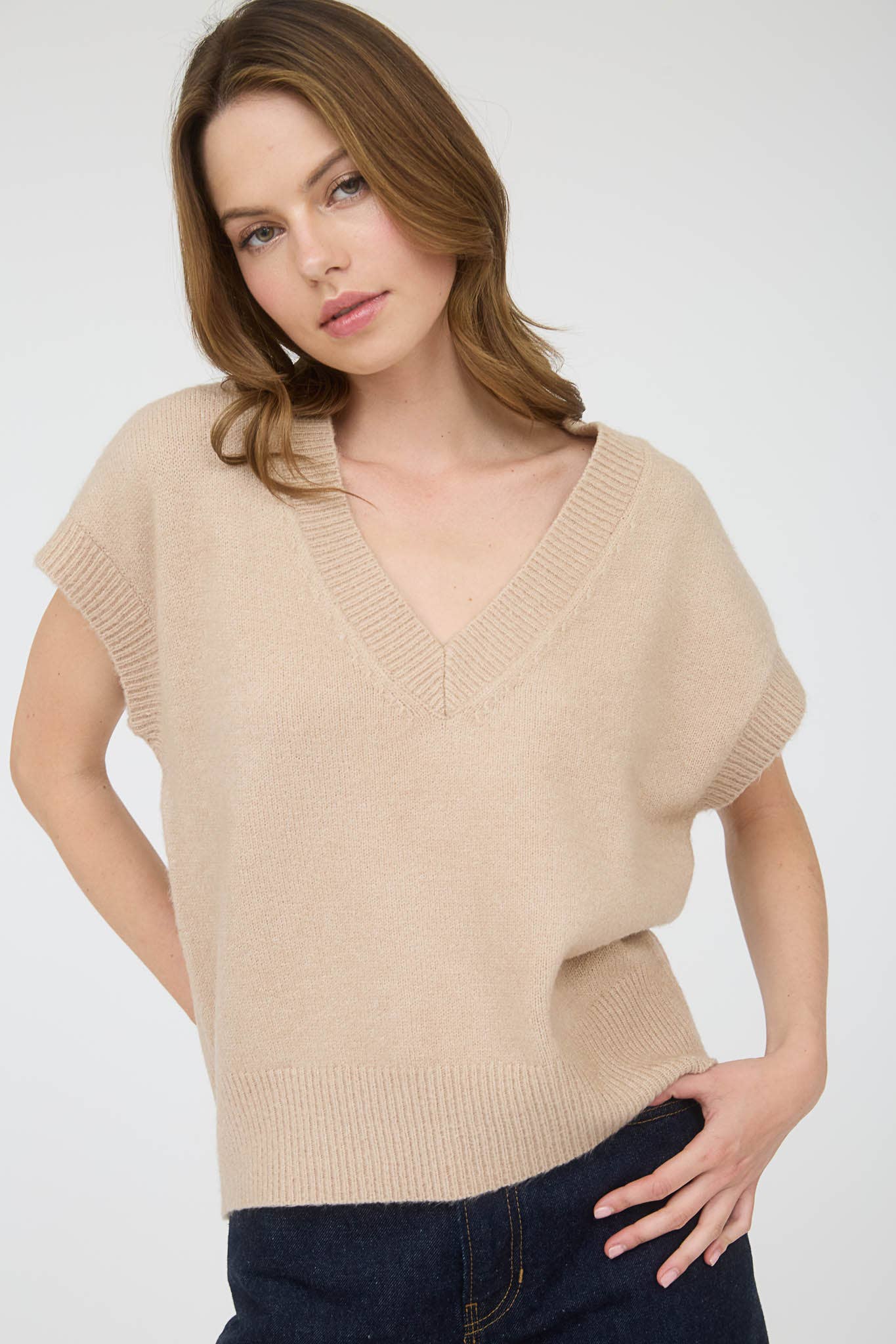 Cozy V-Neck Sleeveless Sweater