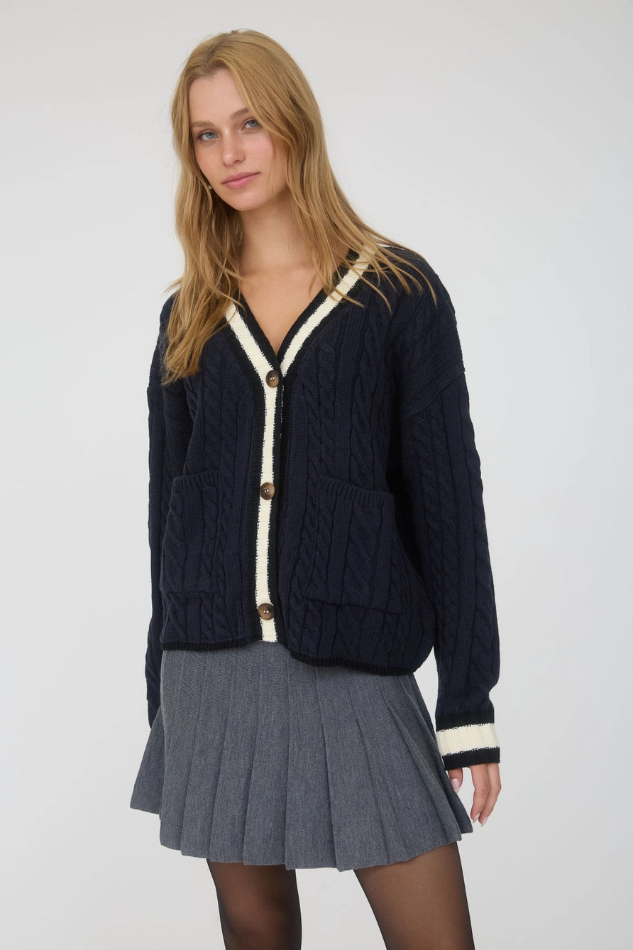 Contrast Stripe Boyfriend Cardigan