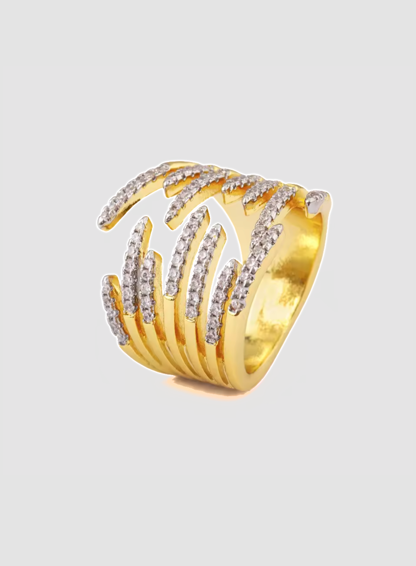 Gold Multi-Band Pavé Ring