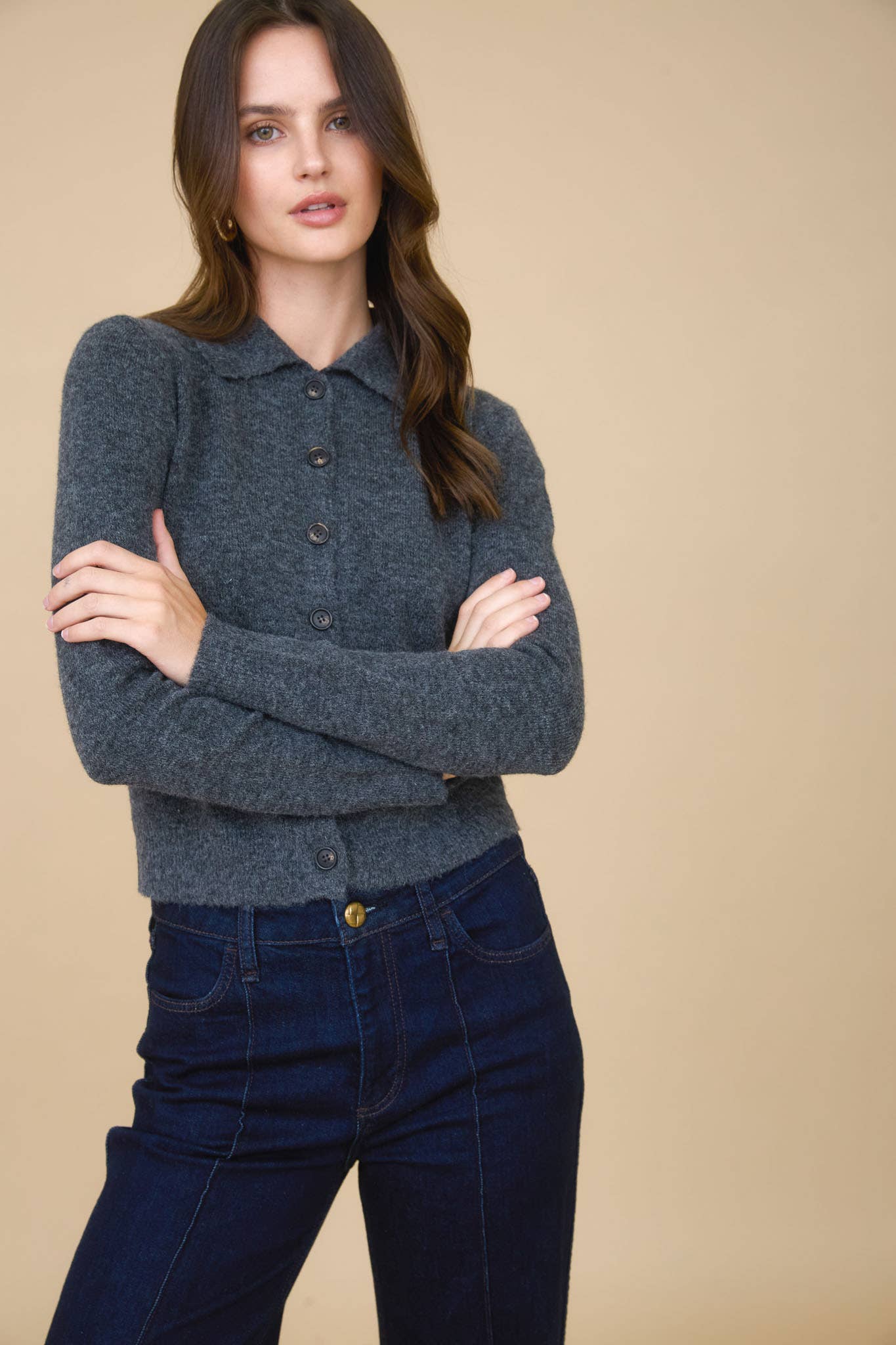 Collared Button Down Cardigan
