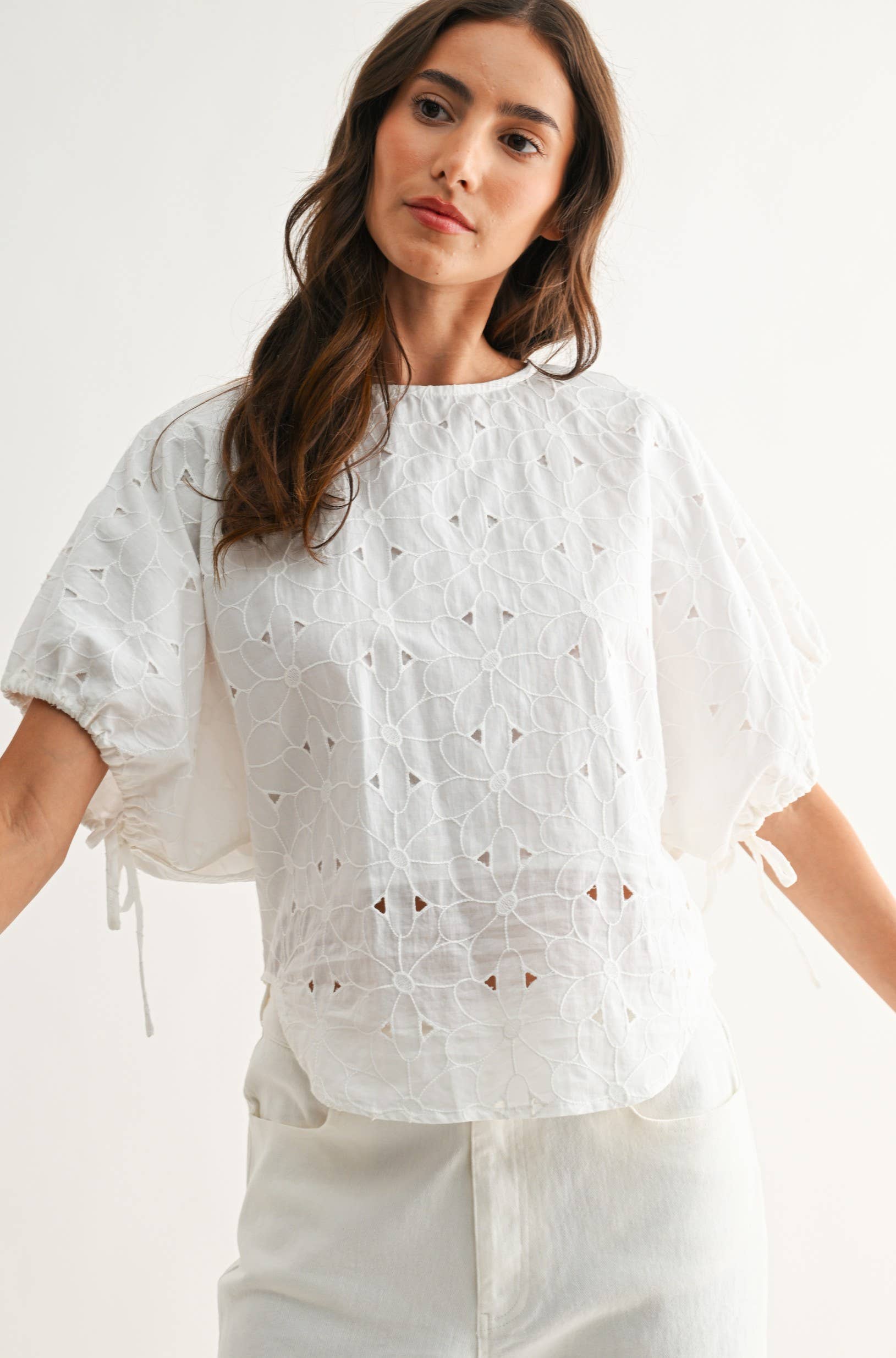Embroidered White Cotton Blouse