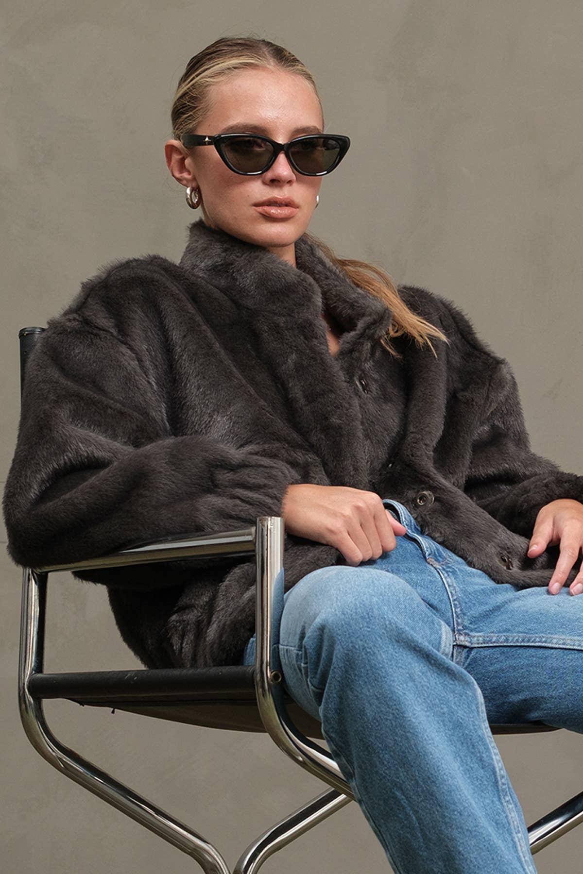 Faux Fur Button Jacket