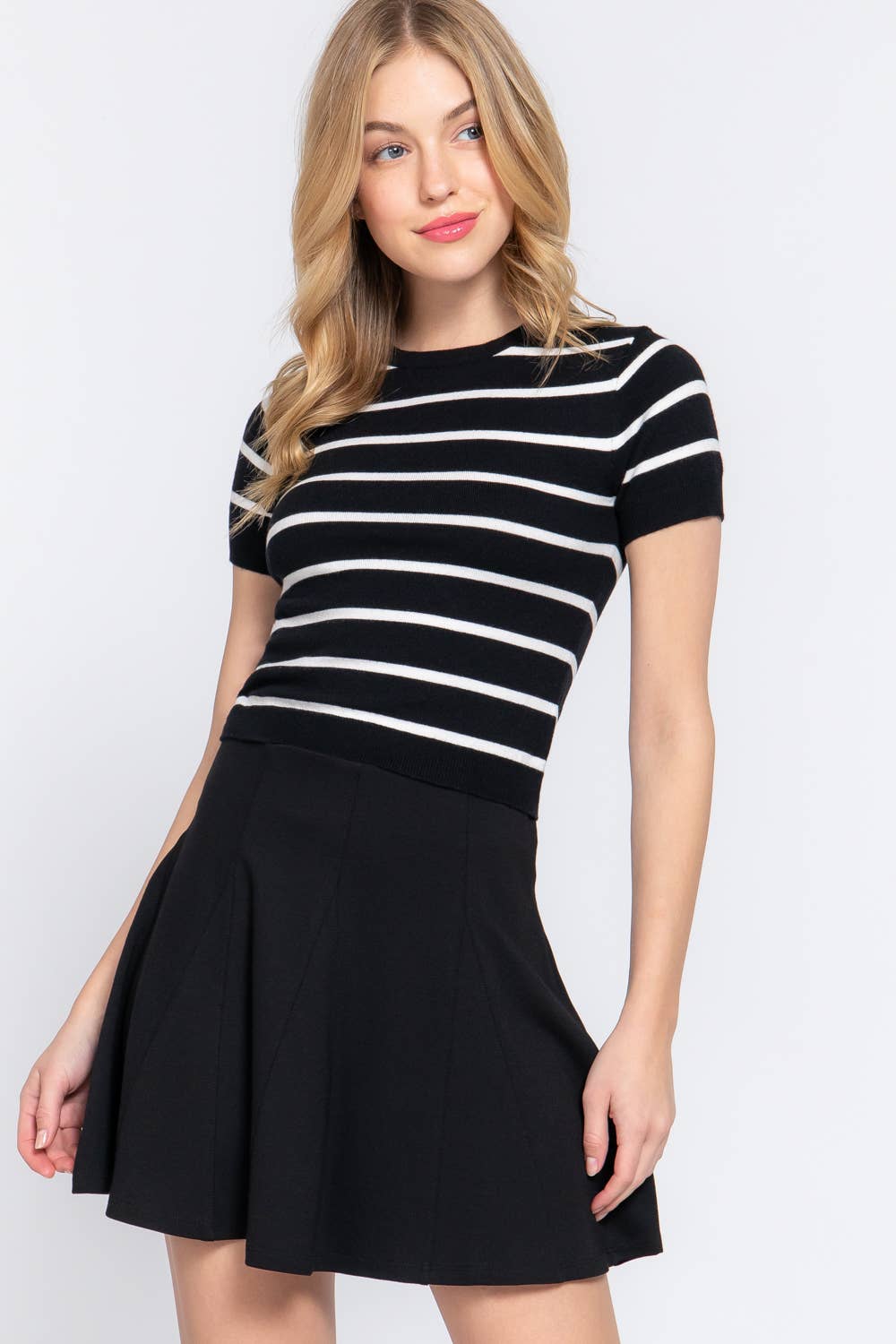 Crew Neck Striped Sweater Tee