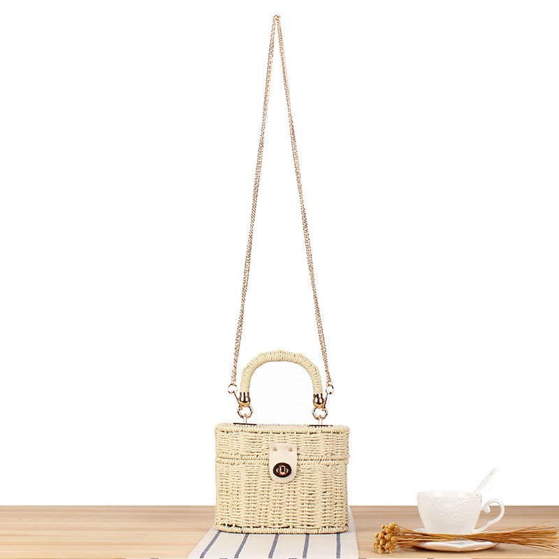Front Lock Straw Bag